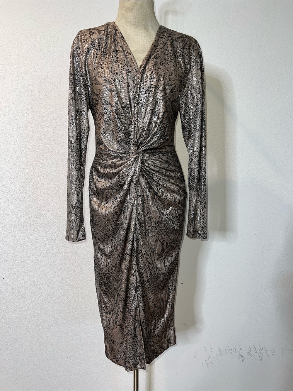 L. Rothschild San Francisco Vintage 80’s Metallic Animal Print Twist-Front Dress